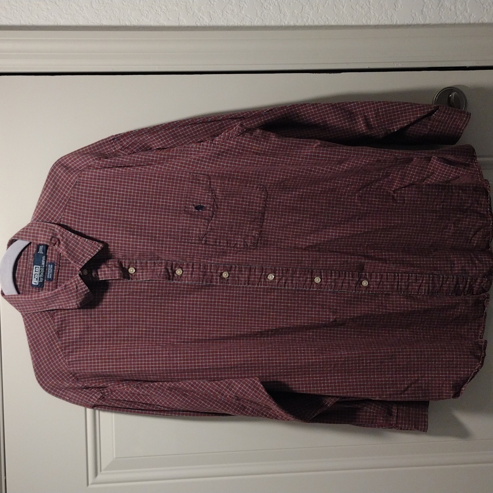 Ralph Lauren xxl long sleeve button down shirt red plaid - Picture 3 of 6